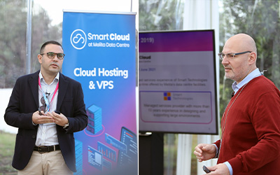 Malcolm Briffa, Director of Business Services - Melita Limited, and Robert Azzopardi, System Architect - Smart Technologies presenting Smart Cloud to the business community